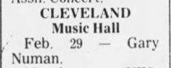 Gary Numan Cleveland Music Hall Newspaper Clipping 1980